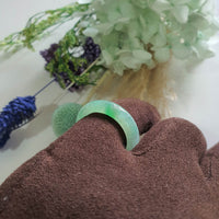 Good Translucency Icy Green Jadeite “Emerald Mist” Abacus Ring (JAD001500)