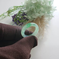 Good Translucency Icy Green Jadeite “Emerald Mist” Abacus Ring (JAD001501)