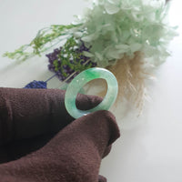 Good Translucency Icy Green Jadeite “Emerald Mist” Abacus Ring (JAD001501)