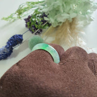 Good Translucency Icy Green Jadeite “Emerald Mist” Abacus Ring (JAD001501)