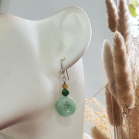Translucent Light Apple Green Jadeite “Lucky Donuts” Earrings (JAA000232) 7
