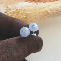 [Rare] Translucent Icy Brilliant Bluish Lavender and Green Jadeite “Bubbly Donuts” Pierced Earrings (JAA000828) 4