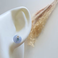 [Rare] Translucent Icy Brilliant Bluish Lavender and Green Jadeite “Bubbly Donuts” Pierced Earrings (JAA000828) 6