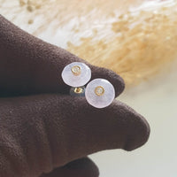 [Rare] Highly Translucent Icy Lavender Jadeite “Sparkling Octagon” Pierced Earrings (JAA000835) 2