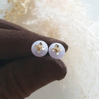 Translucent Lavender Jadeite 'Baby's Breath" Pierced Earrings (JAA000842) 1