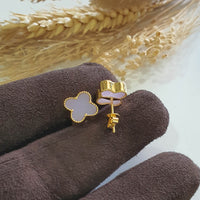 Translucent Brilliant Lavender Jadeite “Clover’s Love” Pierced Earrings (JAA001129) 5
