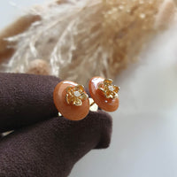 Translucent Brilliant Orange Jadeite "Cherry Garden" Earrings (JAA001329) 5