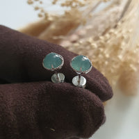 Highly Translucent Icy Blue Jadeite “Cupcakes” Earrings (JAA001331) 3