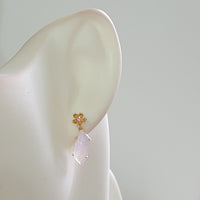 Good Translucency Icy Lavender Jadeite “Cherry Dew Droplet” Earrings (JAA001355) 6