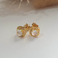 Highly Translucent Icy Jadeite Cabochon Earrings (JAA001410) 4