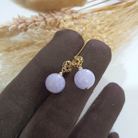 Translucent Lavender Jadeite “Clover’s Love” Earrings (JAA001471) 2