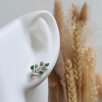 Highly Translucent Brilliant Green Jadeite “Le Floral” Pierced Earrings (JAA001477) 6