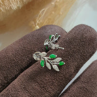 Highly Translucent Brilliant Green Jadeite “Le Floral” Pierced Earrings (JAA001477) 4