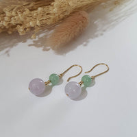 Good Translucency Icy Apple Green and Lavender Jadeite “Duo Lantern” Dangling Earrings (JAA001529) 5