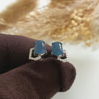 Highly Translucent Icy Jean Blue Jadeite " Glacier Light" Earrings (JAA001579) 3