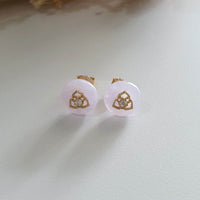 Translucent Icy Pinkish Lavender Jadeite “Le Floral” Pierced Earrings (JAA001787) 3