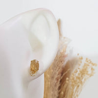 Good Translucent Icy Yellow Jadeite Cabochon Earrings (JAA001839) 6