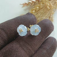 Good Translucency Icy Lavender Jadeite “Cherry Blossom” Earrings (JAA001968) 5