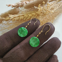 Translucent Brilliant Flower Green Jadeite “Dancing Orbs” Earrings (JAA002078) 3