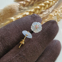 Highly Translucent Icy Jadeite “Cherry Blossom” Earrings (JAA002093) 2