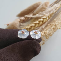 Highly Translucent Icy Jadeite “Cherry Blossom” Earrings (JAA002093) 8