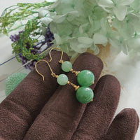 Translucency Icy Apple Green and Green Jadeite “Duo Lantern” Dangling Earrings (JAA002120) 8