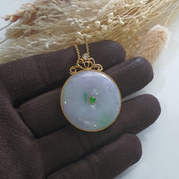 Translucent Brilliant Lavender with Green Jadeite “The Lafolia” Pendant (JAB001421) 5