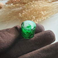 Translucent Icy Brilliant Flower Green Jadeite "Barrel" Pendant (JAB002017) 3