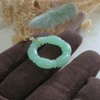 [Rare] Translucent Icy Apple Green Jadeite "Six segments Bamboo" Pendant (JAB002544) 3