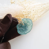 Highly Translucent Icy Bluish Green Jadeite "Ruyi Lock" Pendant (JAB003442) 2