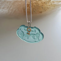 Highly Translucent Icy Bluish Green Jadeite "Ruyi Lock" Pendant (JAB003442) 1