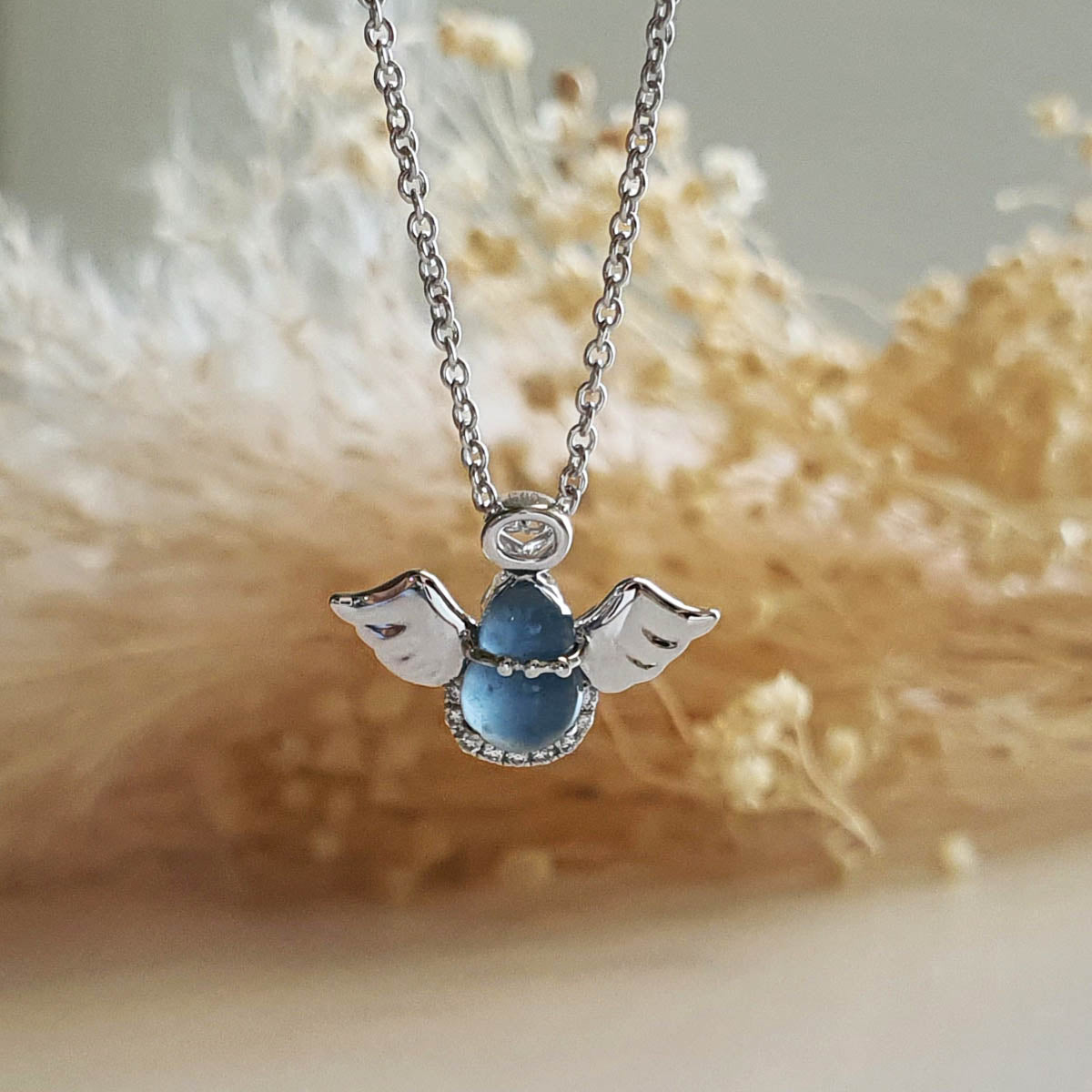 Highly Translucent Icy Jewel Blue Jadeite "Be My Angel" Pendant (JAB003976) 1