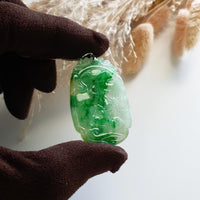 Good Translucency Icy and Brilliant Green Jadeite "Lotus Blossom" Pendant (JAB004162) 3