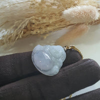 Translucent Icy Lavender "Laughing Buddha" Pendant (JAB004262) 2