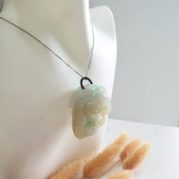 [Rare] Good Translucent Icy Yellow and Green "Majestic Goat & Ruyi" Pendant (JAB004340) 5