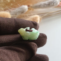 Translucent Yellow and Green Jadeite "Mouse" Pendant (JAB004705) 3