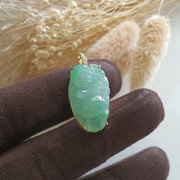 Highly Translucent Icy Apple Green Jadeite "Laughing Buddha" Pendant (JAB004904) 2