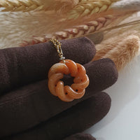 Translucent Brilliant Orange Jadeite “Eternity Knot” Pendant (JAB004994) 3