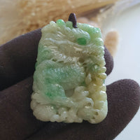 Translucent Yellow and Green Jadeite "Fiery Eyes Majestic Dragon” Pendant (JAB005186) 6