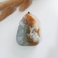 Good Translucency Icy and Honey Orangey Yellow  Jadeite "Majestic Dragon” Pendant (JAB005187) 10