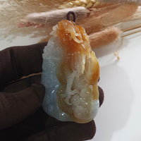 Good Translucency Icy and Honey Orangey Yellow  Jadeite "Majestic Dragon” Pendant (JAB005187) 6