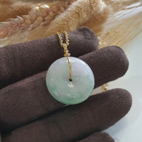 Translucent Lavender and Green Jadeite “Le Floral” Donut Pendant (JAB005288) 3