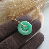 Translucent Brilliant Apple Green Jadeite "Double Hoops" Pendant (JAB005295) 3