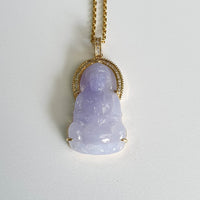 A Good Translucency Icy Brilliant Lavender Jadeite "Goddess of Mercy" Pendant (JAB005372) 7