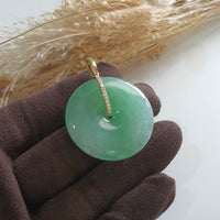 Translucent Icy Green Jadeite "Auspicious Coin" Pendant (JAB005400) 2