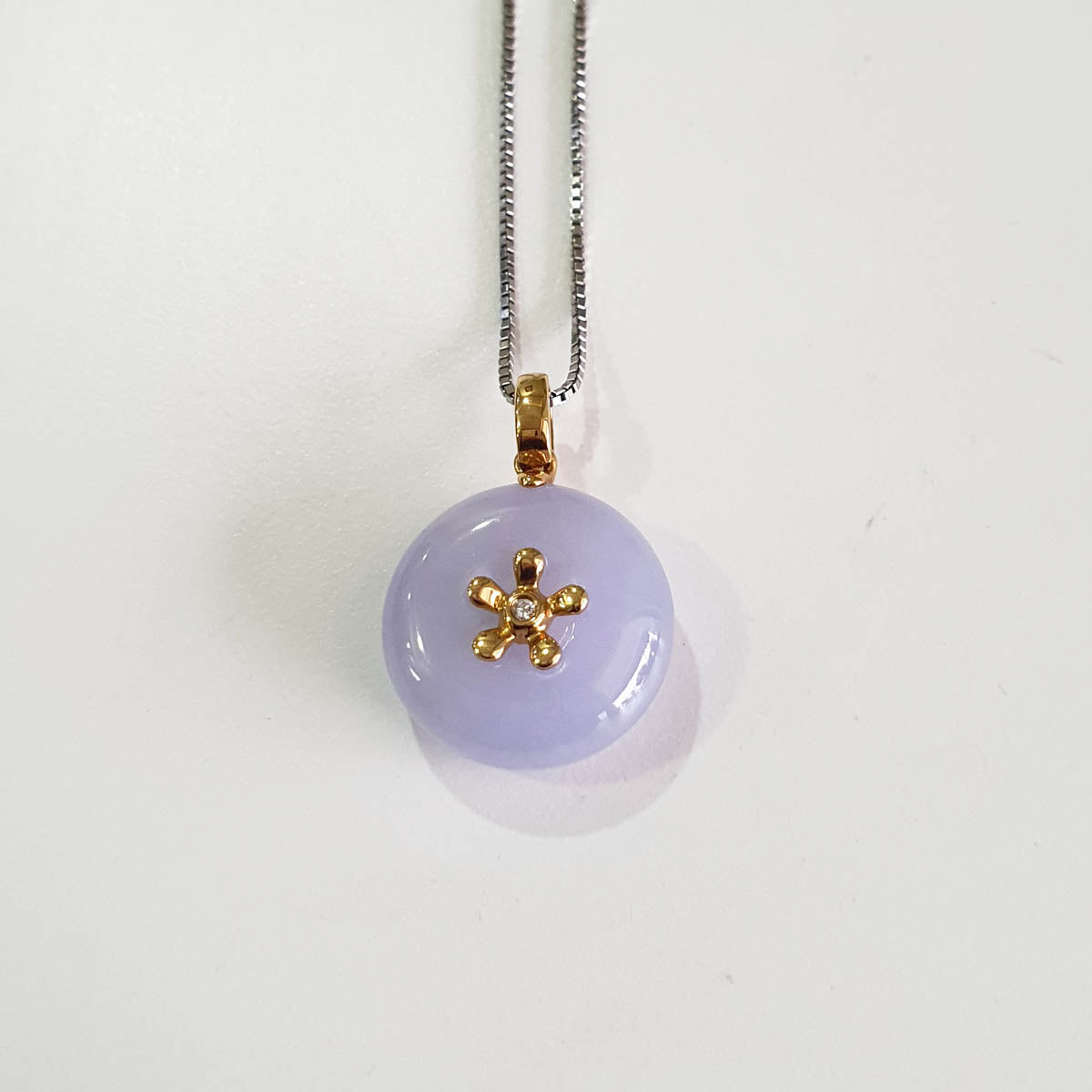Good Translucency Icy Brilliant Lavender Jadeite “Cherry Blossom” Donut Pendant (JAB005421) 1