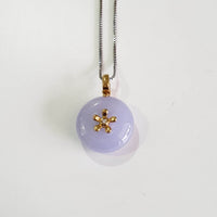 Good Translucency Icy Brilliant Lavender Jadeite “Cherry Blossom” Donut Pendant (JAB005421) 1
