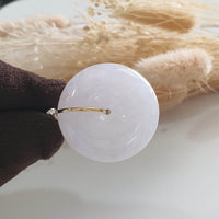 Good Translucency Icy Pinkish Lavender Jadeite "Auspicious Coin" Pendant (JAB005504) 5
