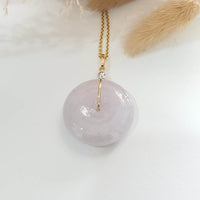 Good Translucency Icy Pinkish Lavender Jadeite "Auspicious Coin" Pendant (JAB005504) 6