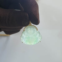 Highly Translucency Icy with Apple Green Jadeite "Laughing Buddha" Pendant (JAB005560) 3